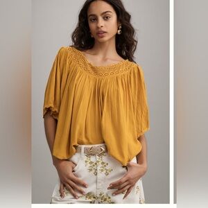 Anthropologie Mustard Yellow Women's Top XL
